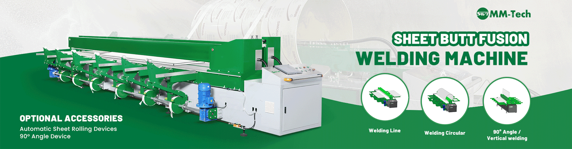 Plastic Sheet Butt Fusion Welding Machine - Flat Welding - Rolling - 90° Right Angle