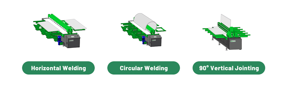Functional demonstration of plastic sheet welding machine